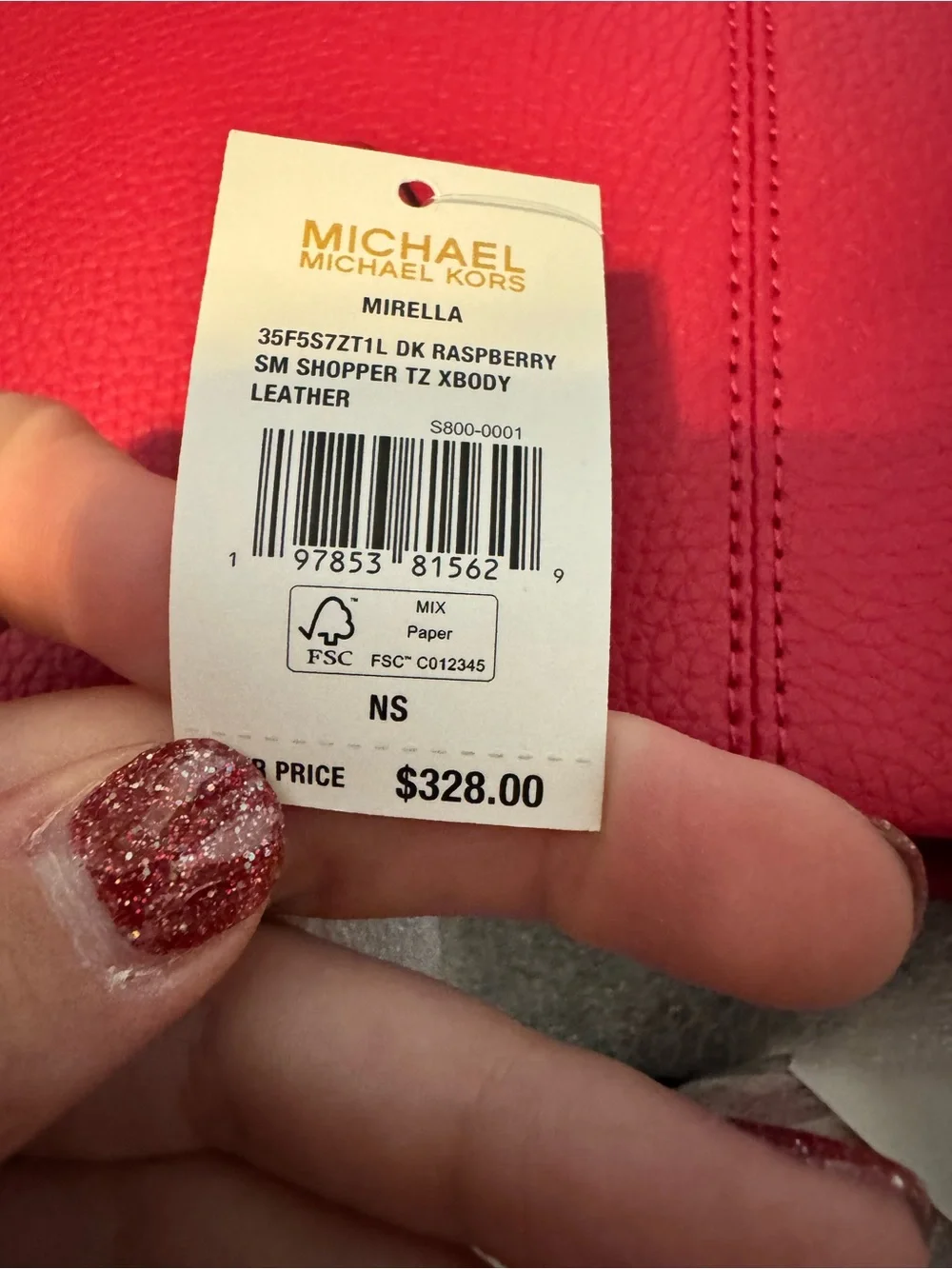 MICHAEL KORS Bright Pink Pebbled Leather Tote with Gold Logo